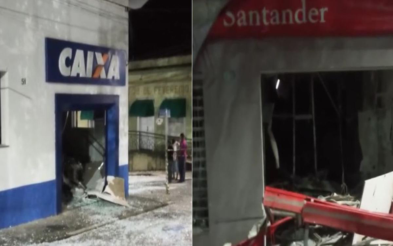 Bandidos explodem e roubam agências bancárias de Salesópolis