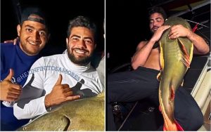 Henrique, da dupla com Juliano, surpreende ao fisgar peixe gigante